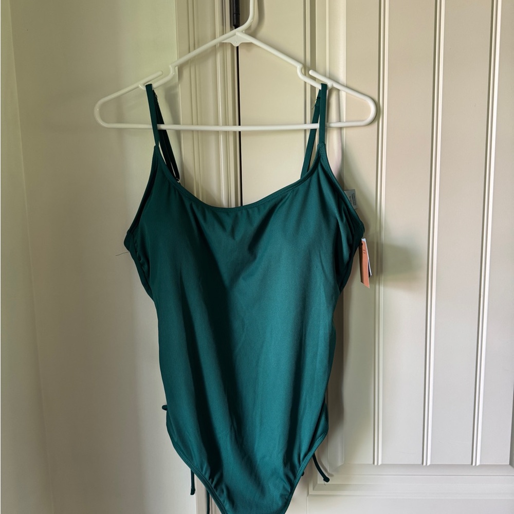Shade & Shore Teal Fitted Backless One Piece Swim